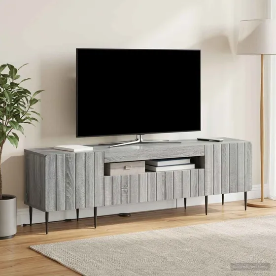 vidaXL ZWOLLE LED TV-skab - Grå Sonoma, 153 x 35 x 43 cm