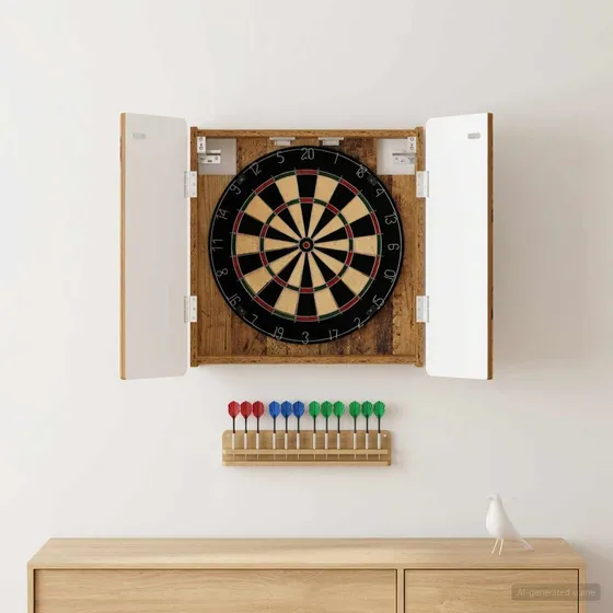 vidaXL Dartboard Skab ZWOLLE i gammelt træ, 52,5 x 57,5 cm