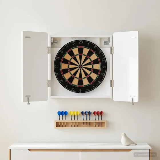 vidaXL ZWOLLE Dartboard Skab - Hvid Højglans - 52,5 x 57,5 cm