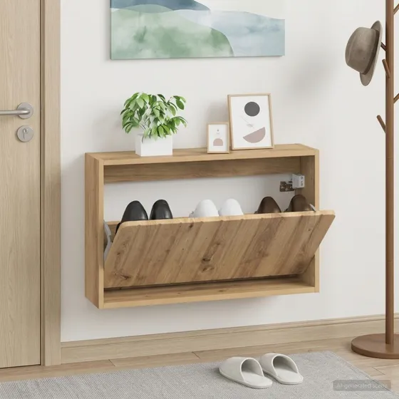 vidaXL Vægmonteret Skoskab ZWOLLE 71 x 17 x 43 cm Artisan-eg
