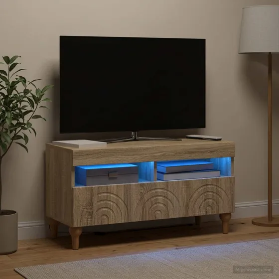 vidaXL ALKMAAR LED TV-skab i Sonoma-eg, 81 x 35 x 43 cm