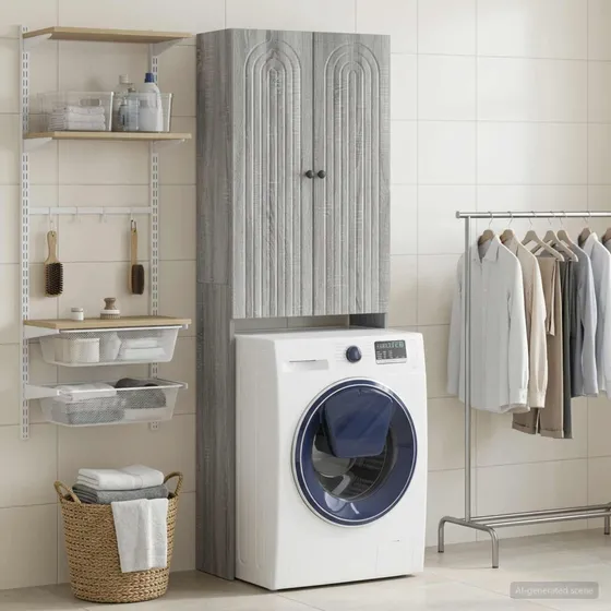 vidaXL Toiletskab ALKMAAR Grå Sonoma 66 x 25,5 x 190 cm