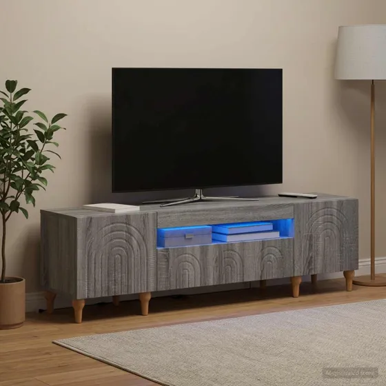 vidaXL LED TV-skab ALKMAAR 153x35x43 cm Grå Sonoma