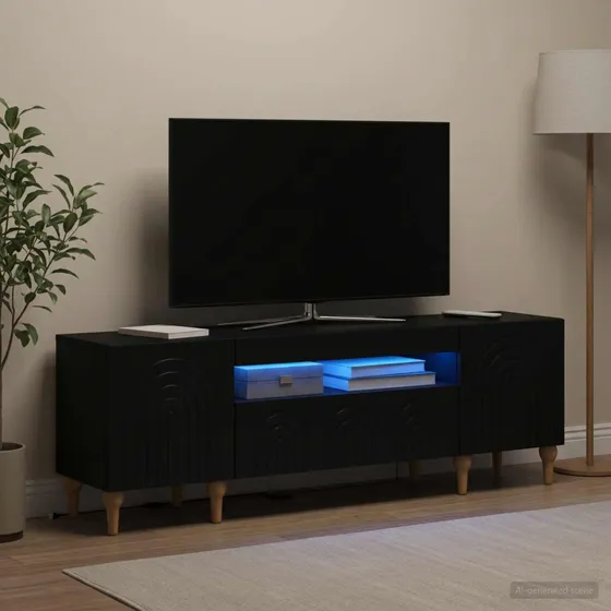 vidaXL LED TV-skab ALKMAAR 153x35x43 cm - Sort