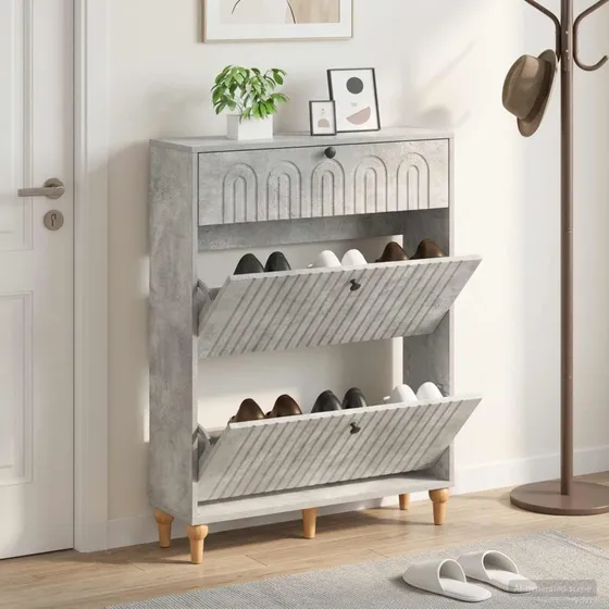 vidaXL ALKMAAR Skoskab - Betongrå - 78 x 24 x 103 cm