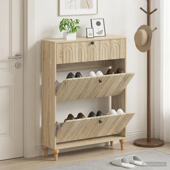 vidaXL Skoskab ALKMAAR 78x24x103 cm Sonoma-eg