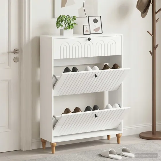 vidaXL ALKMAAR Skoskab - Hvid Højglans - 78 x 24 x 103 cm