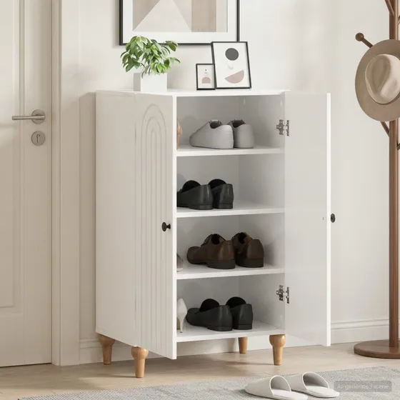 vidaXL ALKMAAR Skoskab i hvid højglans - 59,5 x 39,5 x 90 cm