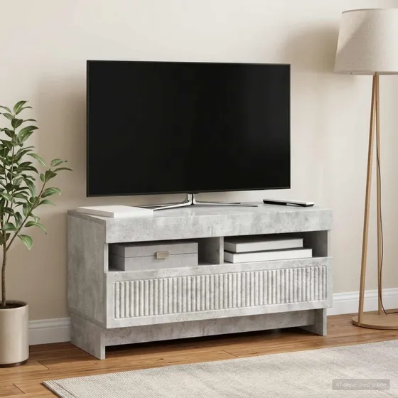 vidaXL ALKMAAR LED TV-skab - Betongrå - 81 x 35 x 43 cm