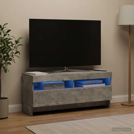 vidaXL LED TV-skab EDE 100x35x43 cm - Betongrå
