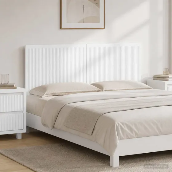 vidaXL Væghængt hovedgærde EDE Hvid højglans 140x50 cm