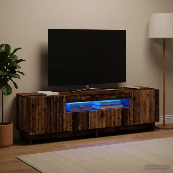 vidaXL LED TV-skab EDE Gammelt træ, 153 x 35 x 43 cm