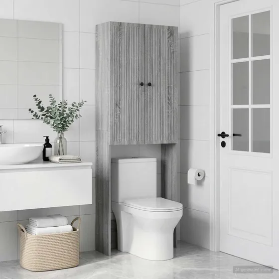 vidaXL Toiletskab EDE Grå Sonoma 66 x 25,5 x 190 cm