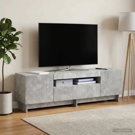 vidaXL LED TV-skab EDE Betongrå 153 x 35 x 43 cm
