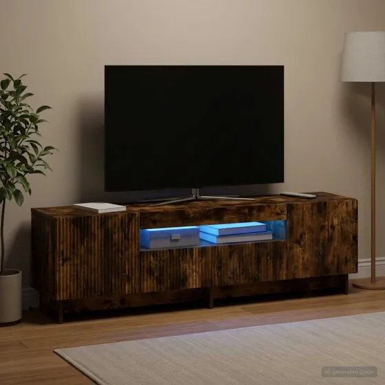 vidaXL EDE LED TV-skab i røget eg, 153 x 35 x 43 cm