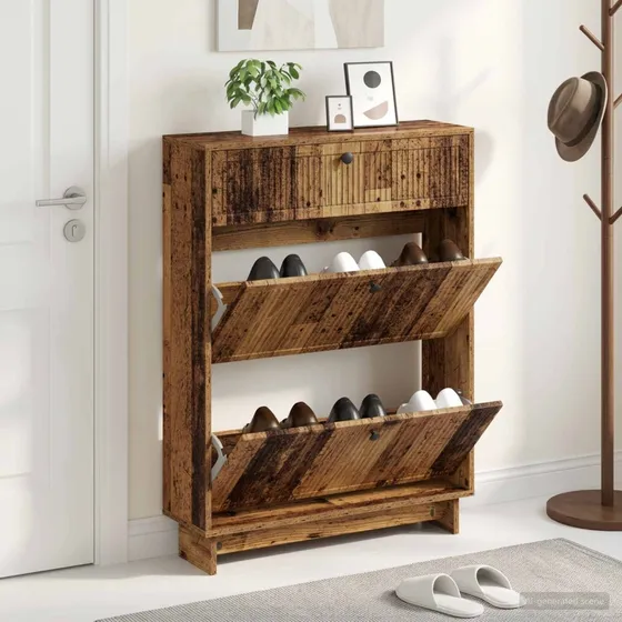 vidaXL Skoskab EDE Gammelt træ, 78 x 24 x 103 cm
