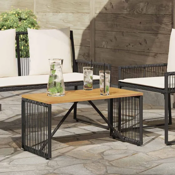vidaXL Udendørs bord i polyrattan, sort/brun, 80x40x40 cm