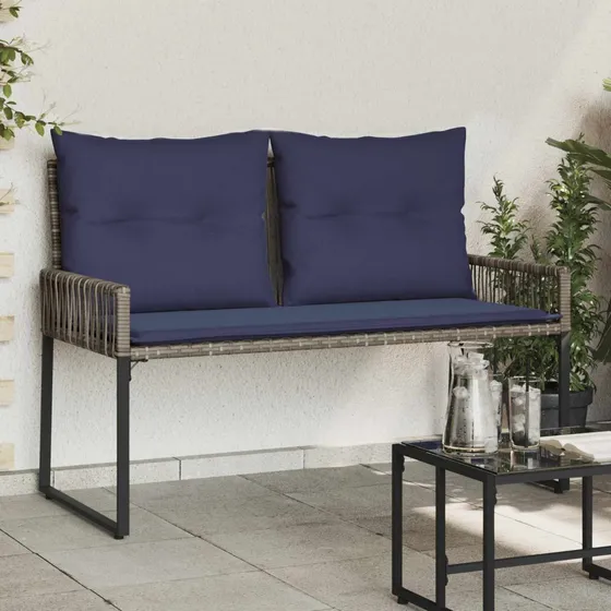 vidaXL 2-personers udendørs bænk i polyrattan, 110 x 59 x 82 cm
