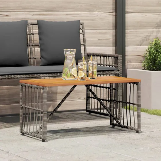 vidaXL Udendørs Bord Grå 80x40x40 cm i Stål, Polyrattan og Akacietræ