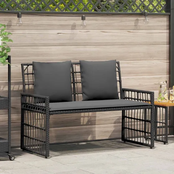 vidaXL Udendørs bænk 2-personer i polyrattan og stål, 116x55x82 cm