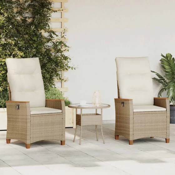 vidaXL Lænestol til haven, beige/creme, 64 x 57,5 x 112 cm