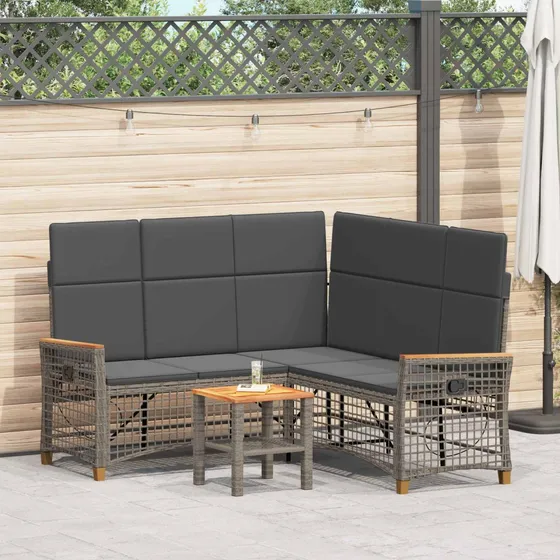 vidaXL Havemøbelsæt med reclining sofa, 5 personer, Grå/Mørkegrå