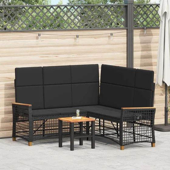 vidaXL Havemøbel-set med reclining sofa, 5 sæder, sort