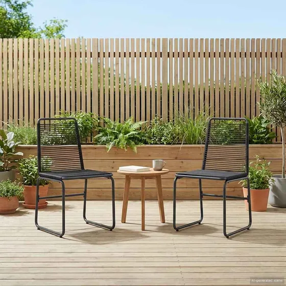 vidaXL Havestole 2 stk. Sort Rattan