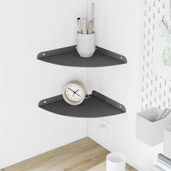 vidaXL Hjørne Flydende Hylde 2 stk. Antracit 24x24x2 cm