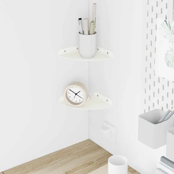vidaXL Hjørne Flydende Hylde 2 stk. Hvid 15 x 15 x 2 cm
