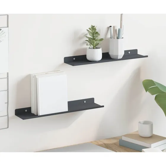 vidaXL Svævende hylder 2 stk. Antracit 40x8,5x2,5 cm Stål
