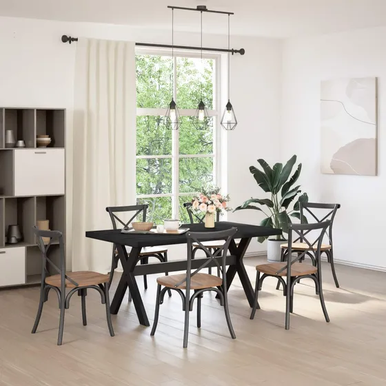 vidaXL NOAIN Spisebord 160 cm i massivt fyrretræ - Sort