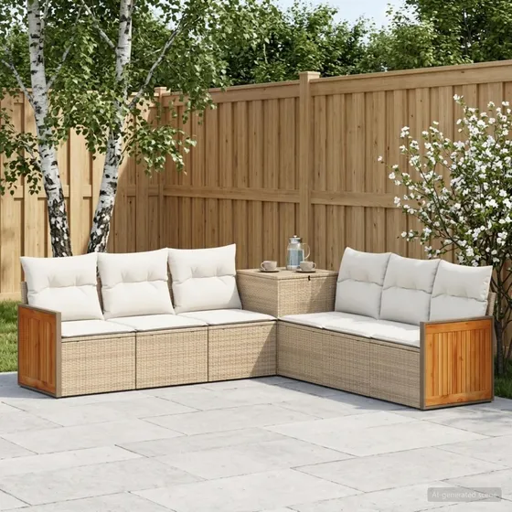 vidaXL Udesofa-sæt 7 stk. Beige/Cremehvid 118 x 62 x 69 cm