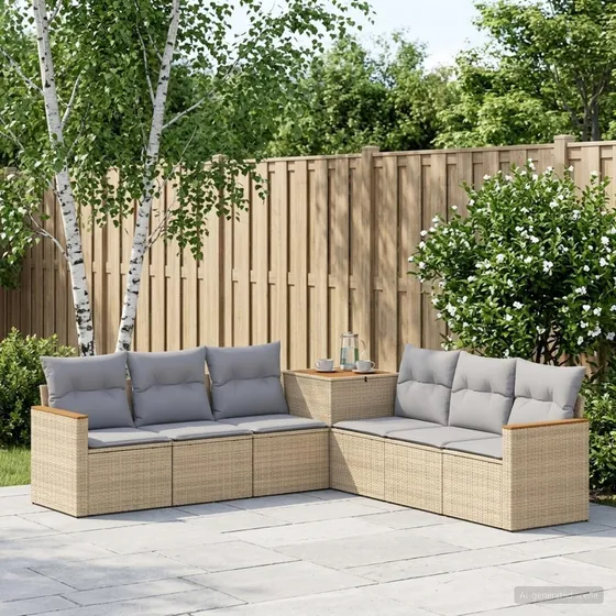 vidaXL Sofa Sæt 7 stk. Beige/Grå 123 x 62 x 69 cm