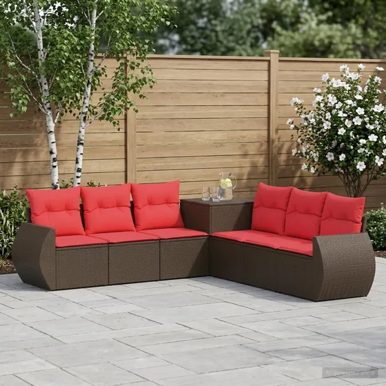 vidaXL Sofa Sæt 7 stk. Brun/Rød 243 x 243 x 85 cm