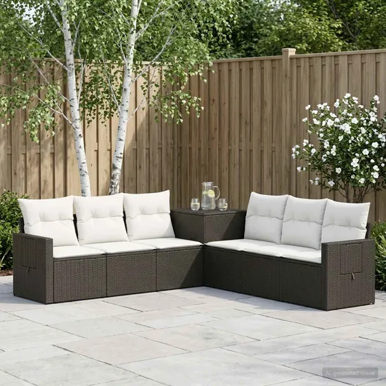 vidaXL Sofa Sæt 7 stk. Sort og Cremehvid 234 x 234 x 85 cm