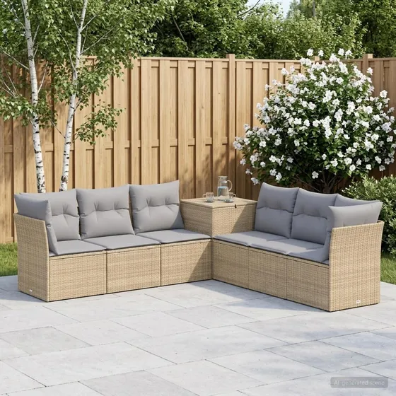 vidaXL Sofa Sæt 7 dele, Beige & Lys Grå, 234 x 234 x 85 cm
