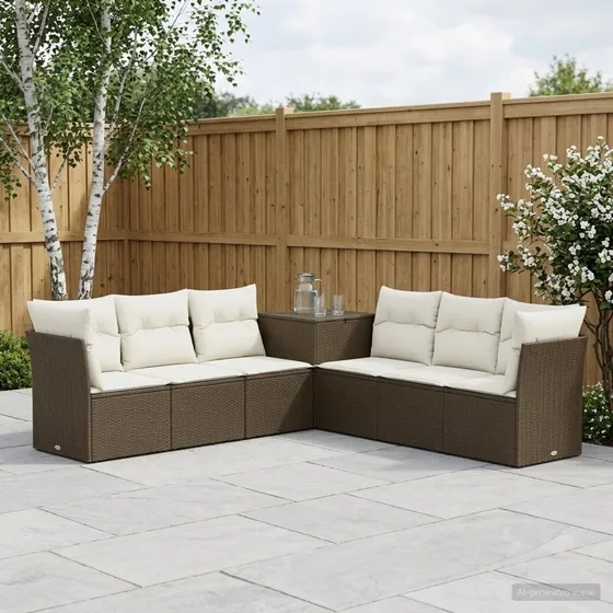 vidaXL Sofa Sæt 7 stk. Brun/Creme 234 x 234 x 85 cm