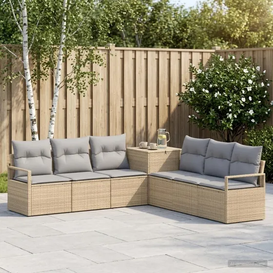 vidaXL Sofa Sæt 7 stk. Beige & Grå - Modulært med opbevaring