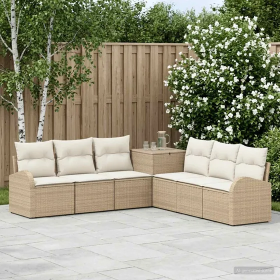 vidaXL Sofa Sæt 7 dele, Beige & Cremehvid, 124 x 62 x 69 cm