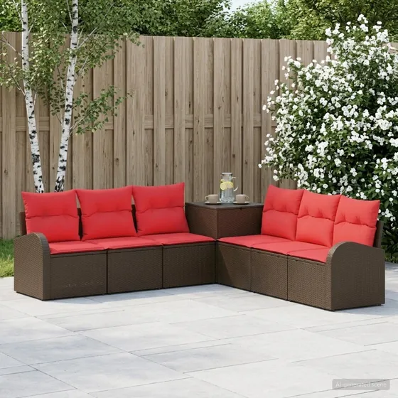 vidaXL Sofa Sæt 7 stk. Brun/Rød 124 x 62 x 69 cm