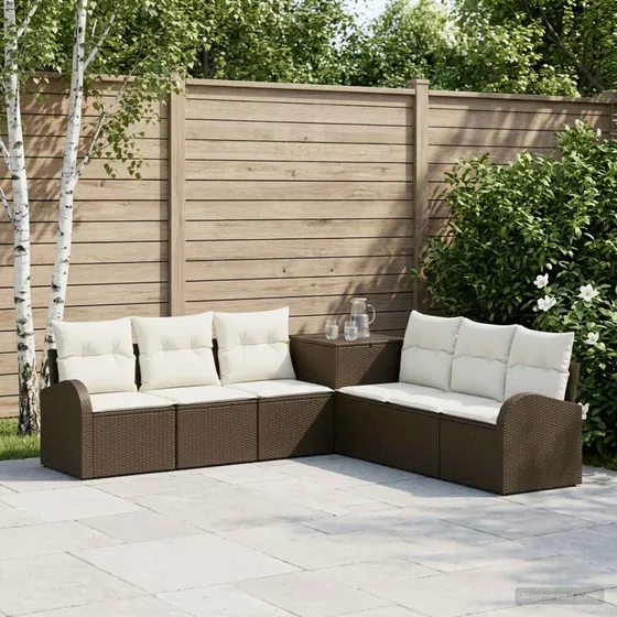 vidaXL Sofa Sæt 7 dele, Brun/Creme, 124 x 62 x 69 cm