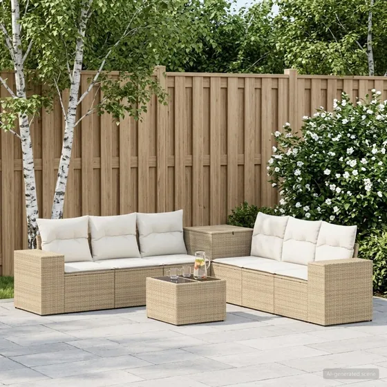 vidaXL Havesofasæt 8 dele Beige/Cremehvid 55x55x37 cm