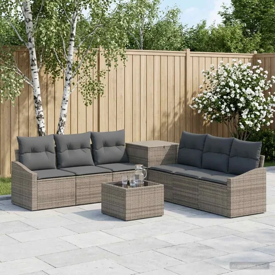 vidaXL Sofa Sæt 8 stk. Grå/Mørkegrå Poly Rattan