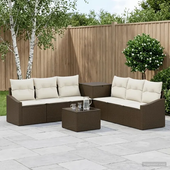 vidaXL Sofa Sæt 8 stk. Brun/Creme Hvid 55x55x37 cm