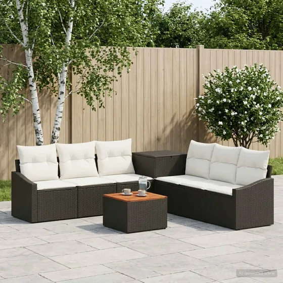 vidaXL Sofa Sæt 8 stk. Sort/Cremehvid 55x55x37 cm