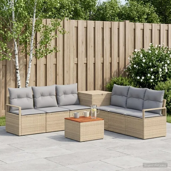 vidaXL Sofa Sæt 8 dele, Beige & Lys Grå, 55 x 55 x 37 cm