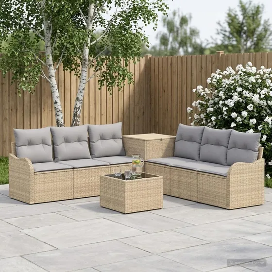 vidaXL Sofa Sæt 8 dele, Beige & Lys Grå, 55x55x37 cm
