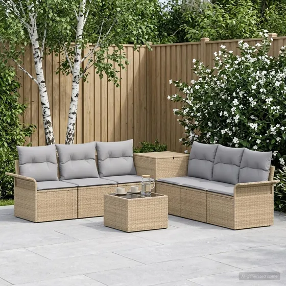 vidaXL Udesofasæt 8 stk. Beige & Lys Grå