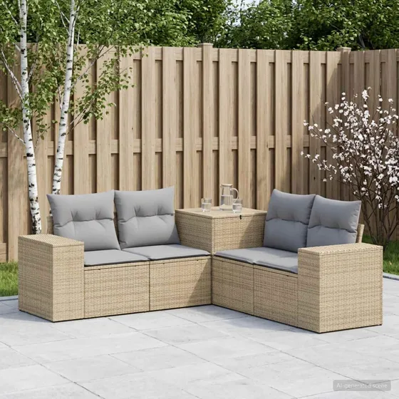 vidaXL Sofa Sæt 5 dele, Beige & Lys Grå, 200 x 200 x 85 cm
